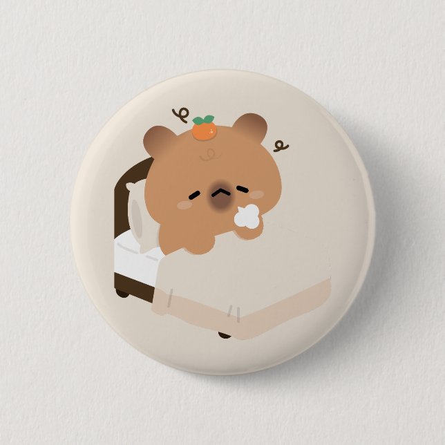 Macaron Rond 5 Cm Capybara mignon (Devant)