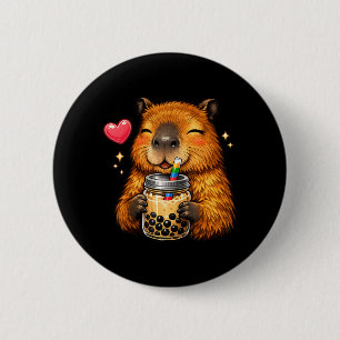 Macaron Rond 5 Cm Capybara Mignon Kawaii Boit du Thé aux Perles