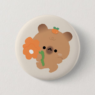 Macaron Rond 5 Cm Capybara Romantique Mignon
