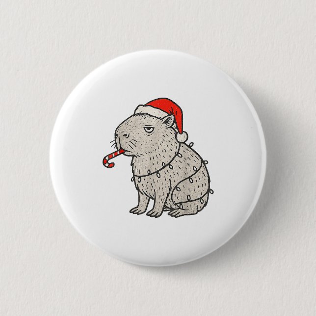 Macaron Rond 5 Cm Capybara Smoking Christmas Ugly Cigarette Gen Z  (Devant)