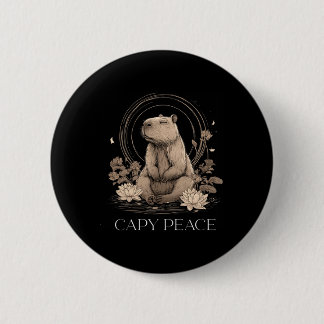 Macaron Rond 5 Cm Capyra Peace Cute Yoga