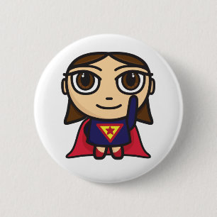 Macaron Rond 5 Cm Caractère de fille de superhéros