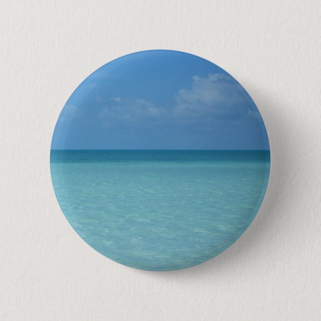 Macaron Rond 5 Cm Caraïbes Horizon Tropical Turquoise Bleu (Devant)