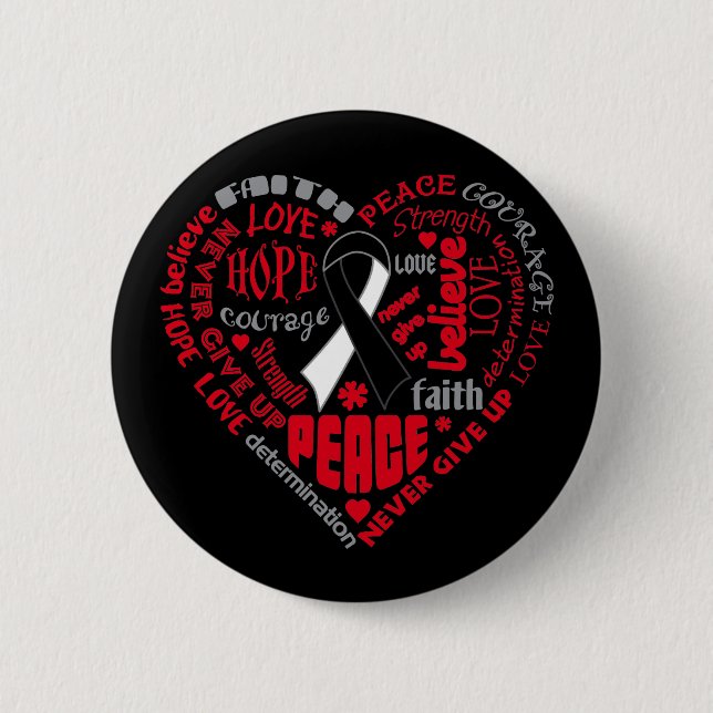 Macaron Rond 5 Cm Carcinoïde Cancer Sensibilisation Mots du coeur (Devant)