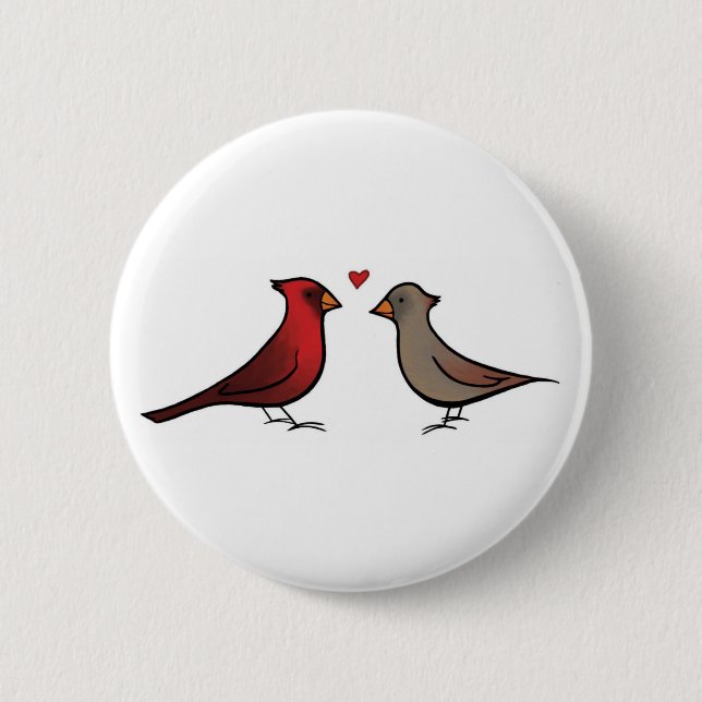 Macaron Rond 5 Cm Cardinaux dans le bouton d'amour (Devant)