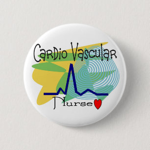 Macaron Rond 5 Cm Cardio- T-shirts VASCULAIRE d'INFIRMIÈRE