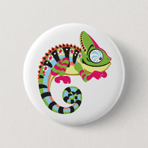 Macaron Rond 5 Cm caricature caméléon