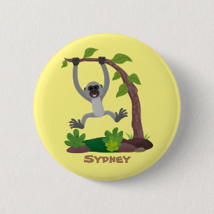 Macaron Rond 5 Cm Caricature de bande de gibbon joyeux