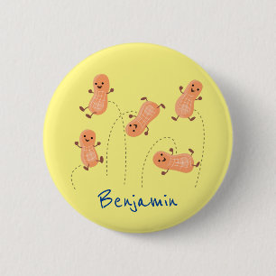 Macaron Rond 5 Cm Caricature de cacahuètes joyeux sautillant