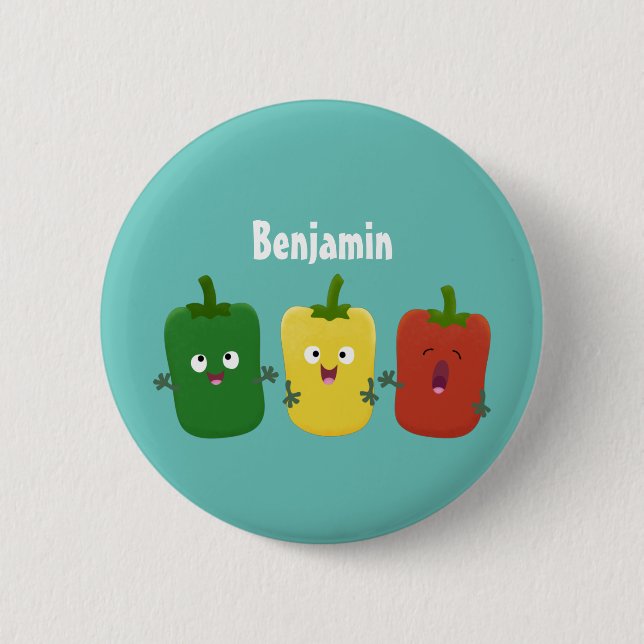 Macaron Rond 5 Cm Caricature de chant trio capsicum poivre clair (Devant)