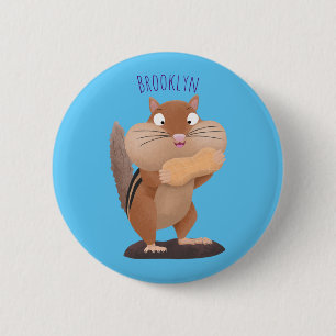 Macaron Rond 5 Cm Caricature de chipmunk à grosses joues mignonnes