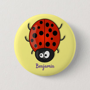 Macaron Rond 5 Cm Caricature de coccinelle rouge joyeux