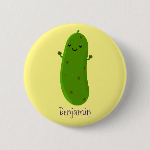 Macaron Rond 5 Cm Caricature de cornichon joyeux