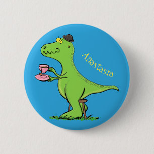 Macaron Rond 5 Cm Caricature de dinosaure vert t rex
