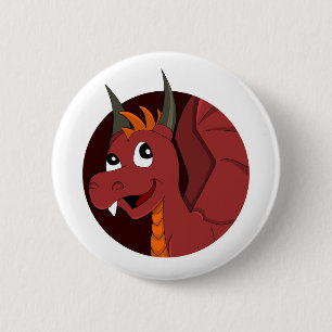 Macaron Rond 5 Cm Caricature de dragon rouge