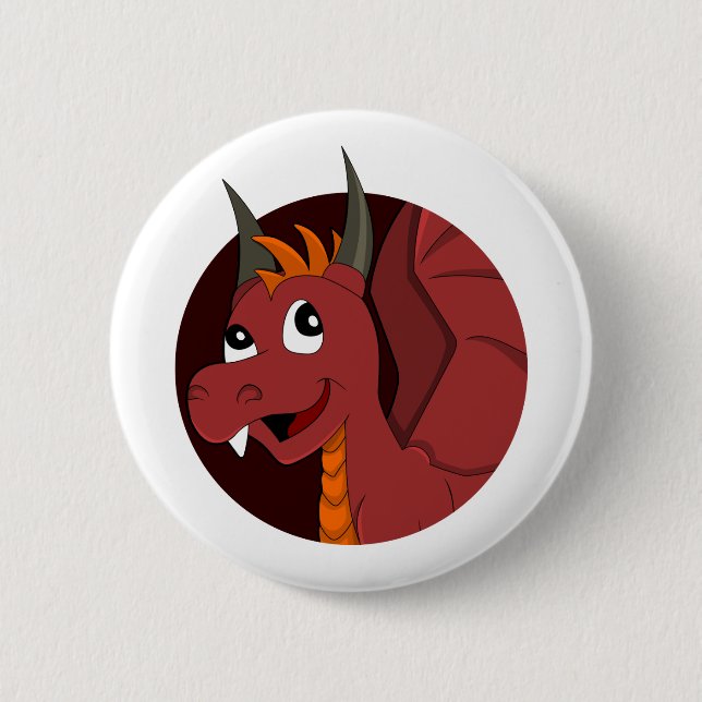 Macaron Rond 5 Cm Caricature de dragon rouge (Devant)