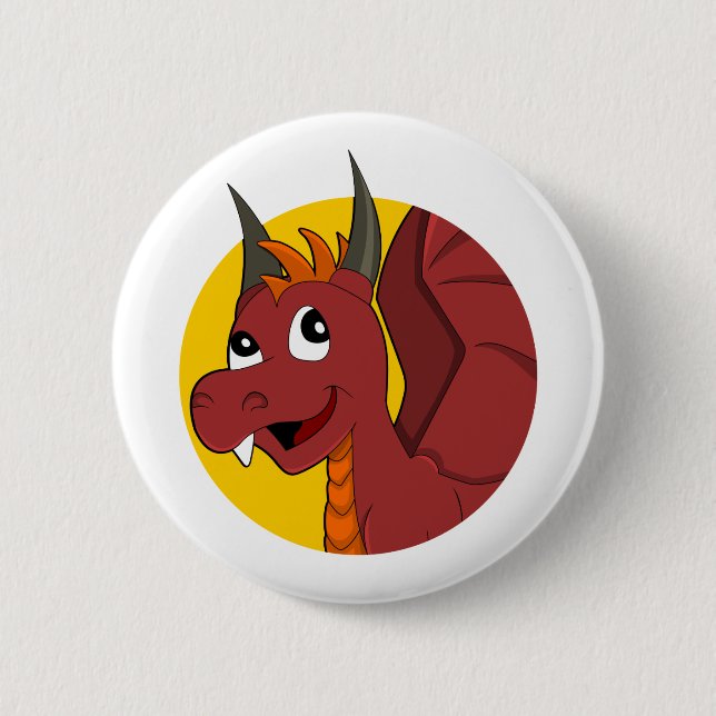 Macaron Rond 5 Cm Caricature de dragon rouge (Devant)
