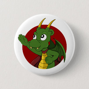 Macaron Rond 5 Cm Caricature de dragon vert