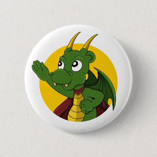 Macaron Rond 5 Cm Caricature de dragon vert