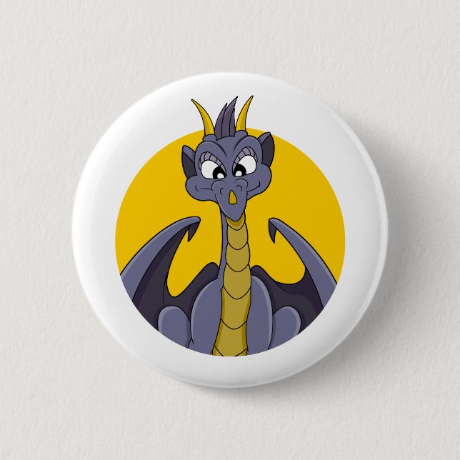 Macaron Rond 5 Cm Caricature de dragon violet (Devant)
