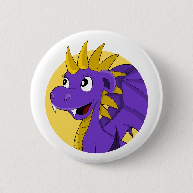 Macaron Rond 5 Cm Caricature de dragon violet (Devant)
