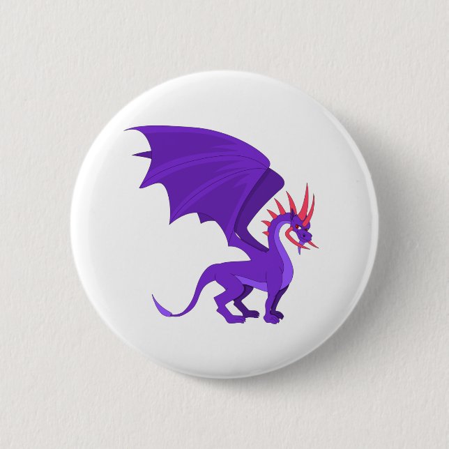 Macaron Rond 5 Cm Caricature de dragon violet (Devant)