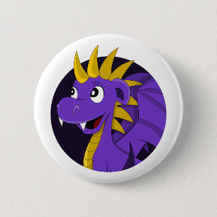 Macaron Rond 5 Cm Caricature de dragon violet