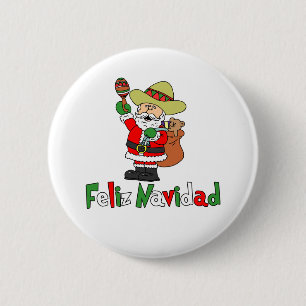 Macaron Rond 5 Cm Caricature de Feliz Navidad Père Noël Sombrero M