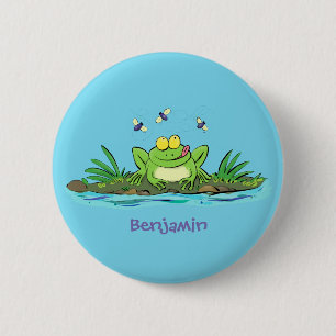 Macaron Rond 5 Cm Caricature de grenouille vert mignon