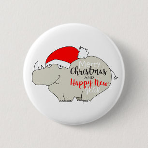 Macaron Rond 5 Cm Caricature de joli rhinocéros amusant Noël