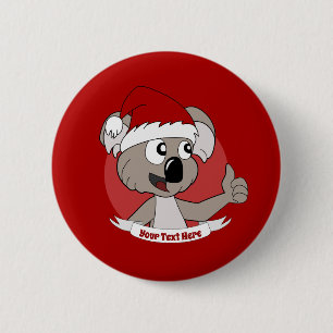 Macaron Rond 5 Cm Caricature de koala de Noël