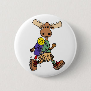 Macaron Rond 5 Cm Caricature de Moose Hiker