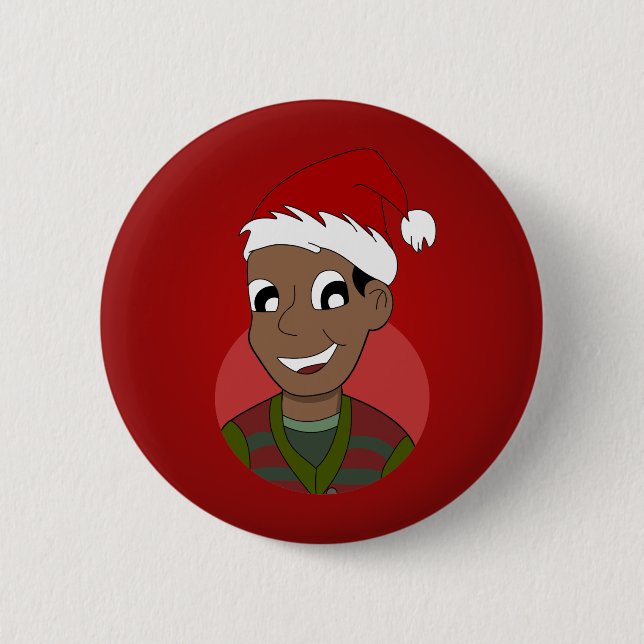 Macaron Rond 5 Cm Caricature de Noël (Devant)
