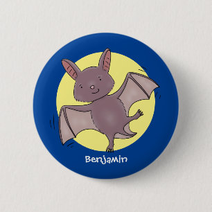 Macaron Rond 5 Cm Caricature de vol de chauve-souris