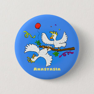 Macaron Rond 5 Cm Caricature d'oiseaux de cockatoo amusante