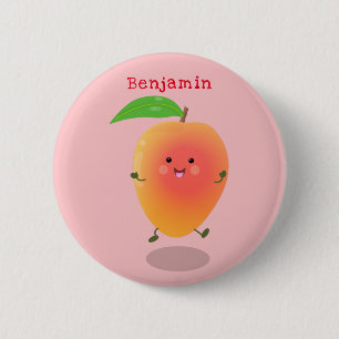 Macaron Rond 5 Cm Caricature jaune mangue mignonne
