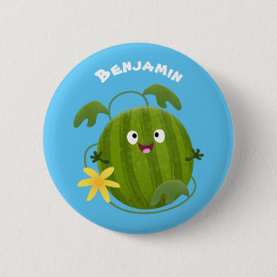 Macaron Rond 5 Cm Caricature joli et souriant de pastèque