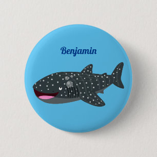 Macaron Rond 5 Cm Caricature joli requin baleine joyeux