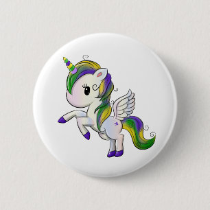 Macaron Rond 5 Cm Caricature mignonne Mardi Gras Unicorn Pegasus
