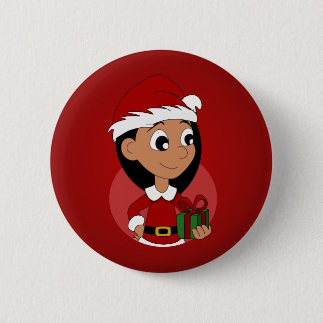 Macaron Rond 5 Cm Caricature pour fille de Noël (Devant)