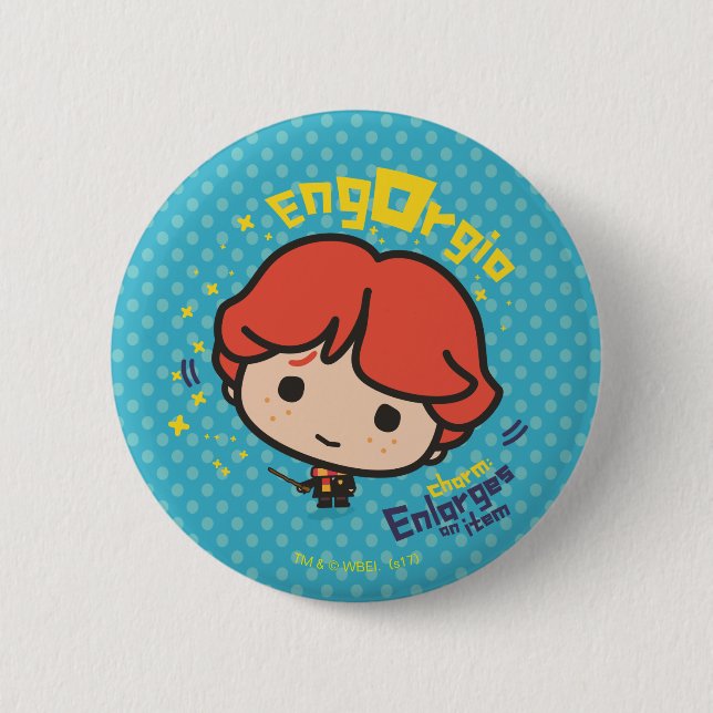 Macaron Rond 5 Cm Caricature Ron Weasley Engorgio Spell (Devant)