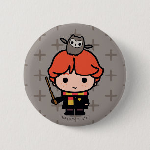 Macaron Rond 5 Cm Caricature Ron Weasley et Pigwidgeon