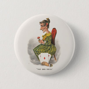 Macaron Rond 5 Cm Caricature Victorienne de Femme en Robe Rayée - As