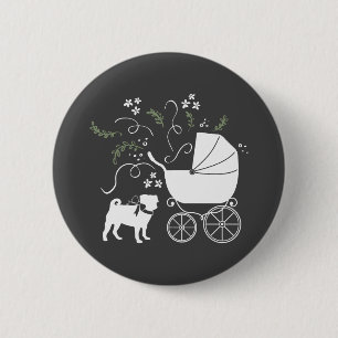 Macaron Rond 5 Cm Carlin Chien Baby shower Gris Chiot Chien Neutre G
