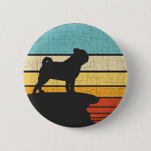 Macaron Rond 5 Cm Carlin Mops Carlin Retro Vintage 60s les années 70