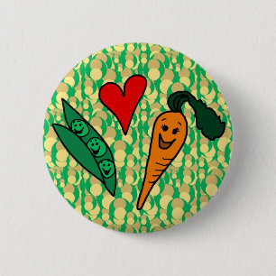 Macaron Rond 5 Cm Carottes d'amour de pois, conception verte et