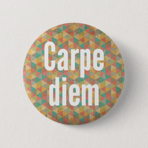 Macaron Rond 5 Cm Carpe diem, Saisir le jour, Motif Coloré