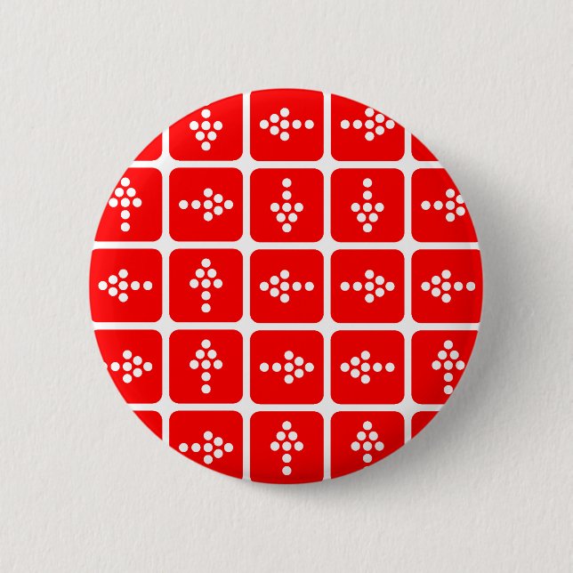 Macaron Rond 5 Cm CARRÉ Flèche LED rouge (Devant)