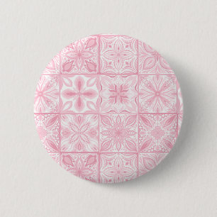 Macaron Rond 5 Cm Carreaux ornés en rose