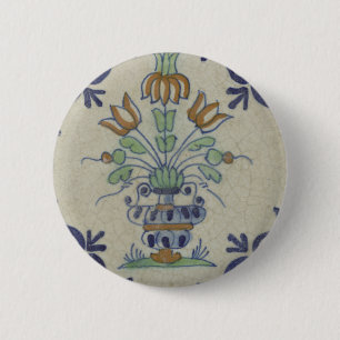 Macaron Rond 5 Cm Carrelage Delft Antique Pot de Fleur Céramique